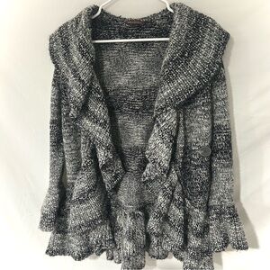 Y2K Gray Knit Ruffled Fairy Cottage Whimsy Cardigan - 525 America